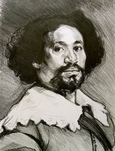 Drawing titled "Juan de Pareja" by Etzi, Original Artwork, Conté