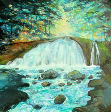 Painting titled "le val aux nymphes" by Etzi, Original Artwork, Oil