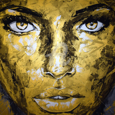 Malerei mit dem Titel "Metallic 107 face p…" von Eugen Dick, Original-Kunstwerk, Acryl