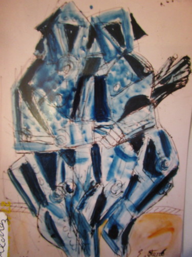 Schilderij getiteld "Sumos 01" door Eugenio Otero Vilchez, Origineel Kunstwerk, Olie