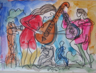 「la fête de la musiq…」というタイトルの絵画 Eugenio Otero Vilchezによって, オリジナルのアートワーク, オイル