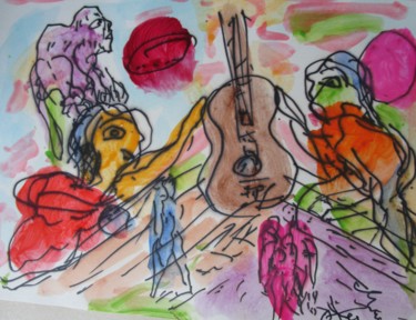 "La Guitare" başlıklı Tablo Eugenio Otero Vilchez tarafından, Orijinal sanat, Petrol