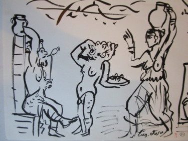 Zeichnungen mit dem Titel "Polo, acteur grec d…" von Eugenio Otero Vilchez, Original-Kunstwerk, Tinte