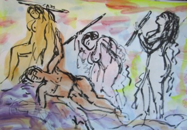 Картина под названием "Orphée battu à mort…" - Eugenio Otero Vilchez, Подлинное произведение искусства, Масло