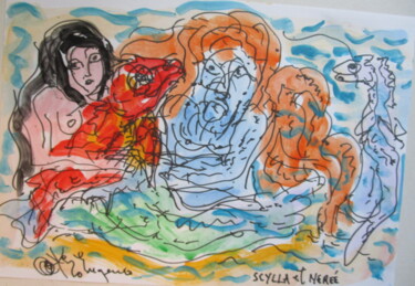 绘画 标题为“Scylla et Nerée” 由Eugenio Otero Vilchez, 原创艺术品, 油