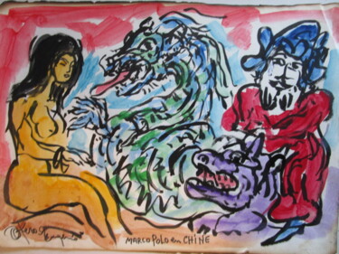 Malerei mit dem Titel "Marco Polo en Chine…" von Eugenio Otero Vilchez, Original-Kunstwerk, Öl