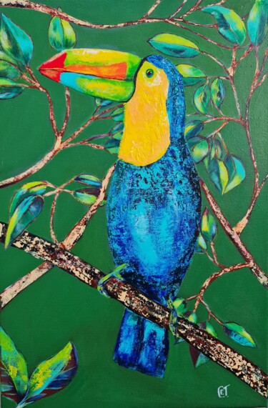 Painting titled "Toucan bird" by Eugenia Chicu Touma, Original Artwork, Acrylic Mounted on artwork_cat.