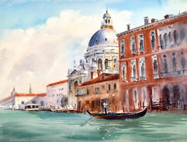 Peinture intitulée "Canal Grande, Venic…" par Eugenia Gorbacheva, Œuvre d'art originale, Aquarelle