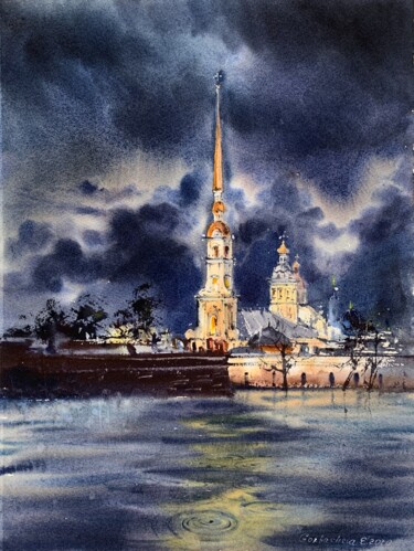 Painting titled "Peter and Paul Fort…" by Eugenia Gorbacheva, Original Artwork, Watercolor