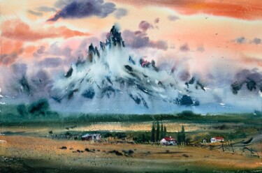 "Mountainscape with…" başlıklı Tablo Eugenia Gorbacheva tarafından, Orijinal sanat, Suluboya