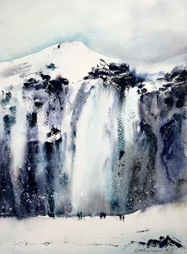 "Ice waterfall #2" başlıklı Tablo Eugenia Gorbacheva tarafından, Orijinal sanat, Suluboya