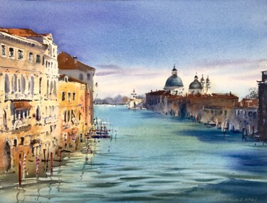 Peinture intitulée "Canal Grande, Venic…" par Eugenia Gorbacheva, Œuvre d'art originale, Aquarelle