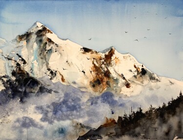 "Snowy Mountains #2" başlıklı Tablo Eugenia Gorbacheva tarafından, Orijinal sanat, Suluboya
