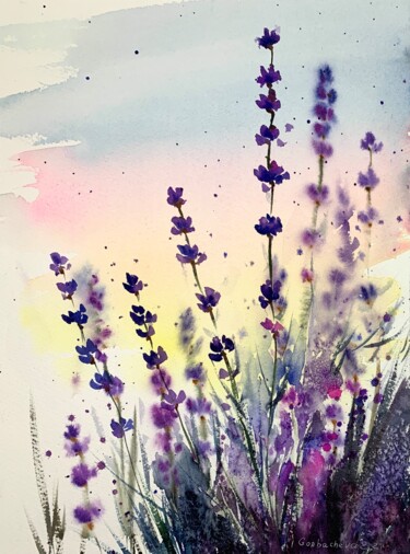 Painting titled "lavender" by Eugenia Gorbacheva, Original Artwork, Watercolor