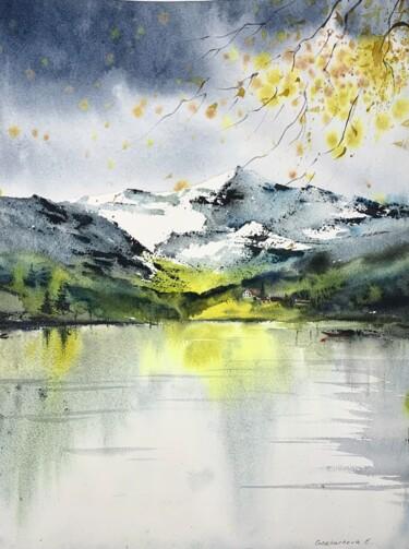 Картина под названием "Mountain lake #17" - Eugenia Gorbacheva, Подлинное произведение искусства, Акварель