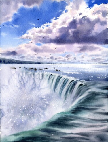 Peinture intitulée "Niagara Falls" par Eugenia Gorbacheva, Œuvre d'art originale, Aquarelle