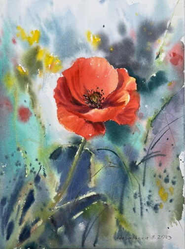 "Poppy" başlıklı Tablo Eugenia Gorbacheva tarafından, Orijinal sanat, Suluboya