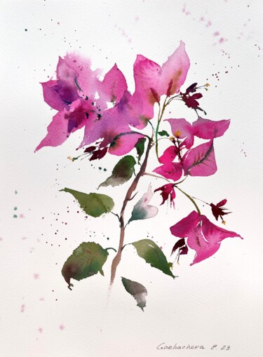 Painting titled "Bougainvillea #2" by Eugenia Gorbacheva, Original Artwork, Watercolor