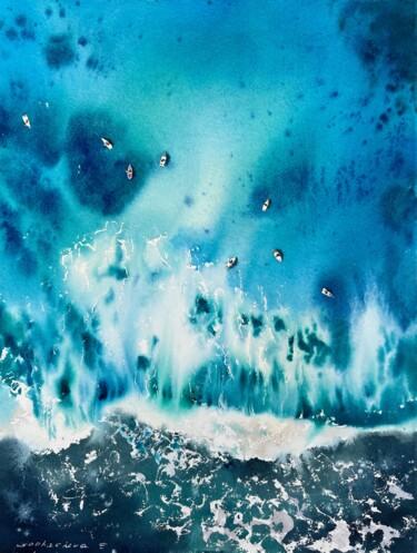 Painting titled "Sea from above" by Eugenia Gorbacheva, Original Artwork, Watercolor