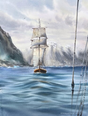 Schilderij getiteld "Greenland #7" door Eugenia Gorbacheva, Origineel Kunstwerk, Aquarel