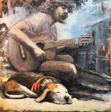 Schilderij getiteld "A Dog's purpose" door Eugis Eidukaitis, Origineel Kunstwerk, Olie