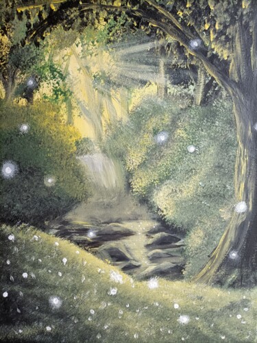 「Forêt」というタイトルの絵画 Eva Andreによって, オリジナルのアートワーク, アクリル ウッドストレッチャーフレームにマウント