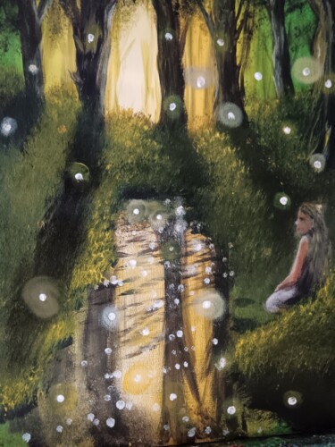 「Seule」というタイトルの絵画 Eva Andreによって, オリジナルのアートワーク, アクリル ウッドストレッチャーフレームにマウント