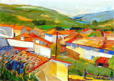 Peinture intitulée "Le village de Prove…" par Eva Ars, Œuvre d'art originale, Huile