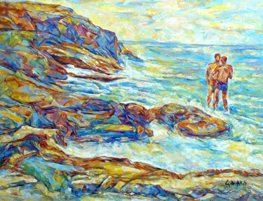 Pintura titulada "la      mer" por Eva Ars, Obra de arte original, Oleo