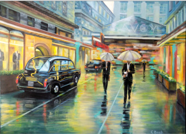 Картина под названием "Savoy Rain Symphony" - Eva Bazhenova, Подлинное произведение искусства, Масло