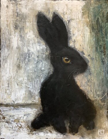 Painting titled "LAPIN" by Eva Fialka, Original Artwork, Acrylic Mounted on Wood Stretcher frame
