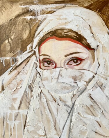 Malerei mit dem Titel "Hijab" von Eva Gets, Original-Kunstwerk, Acryl Auf Keilrahmen aus Holz montiert