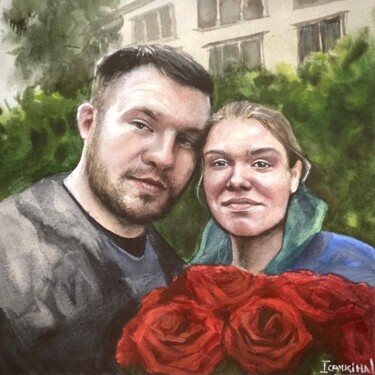 Peinture intitulée "Valentine's day" par Eva Isachkina, Œuvre d'art originale, Aquarelle