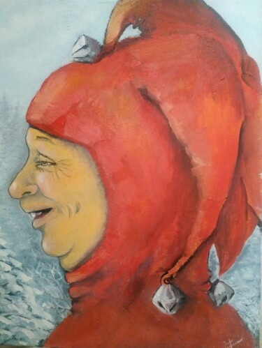 Malarstwo zatytułowany „Шут” autorstwa Eva Lazaryan, Oryginalna praca, Olej Zamontowany na Drewniana rama noszy