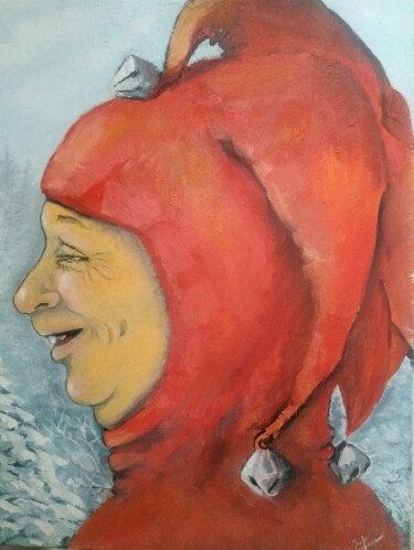 Malerei mit dem Titel "Шут" von Eva Lazaryan, Original-Kunstwerk, Öl Auf Keilrahmen aus Holz montiert