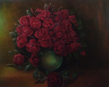 "Красные розы" başlıklı Tablo Eva Lazaryan tarafından, Orijinal sanat, Petrol Ahşap Sedye çerçevesi üzerine monte edilmiş