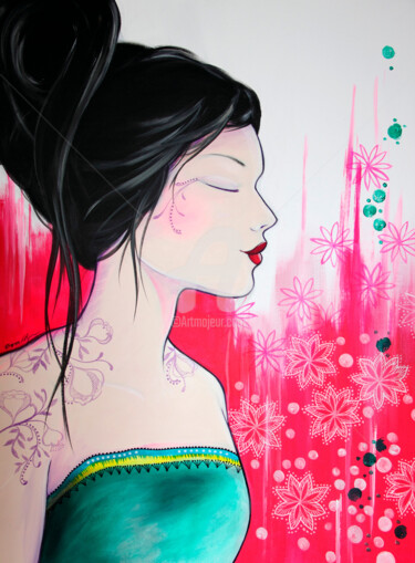 Pintura titulada "Jade" por Eva Lhyn, Obra de arte original, Acrílico Montado en Bastidor de camilla de madera