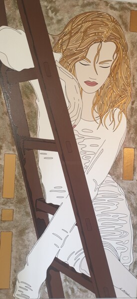 Malarstwo zatytułowany „Pause” autorstwa Eva Masson, Oryginalna praca, Akryl Zamontowany na Drewniana rama noszy