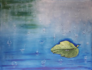 Painting titled "summer rain" by Éva Mihalovics, Original Artwork, Oil