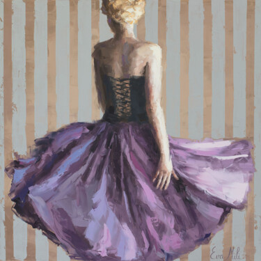 Painting titled "Meri’s Elegant Skir…" by Eva Mili, Original Artwork, Oil Mounted on Wood Stretcher frame