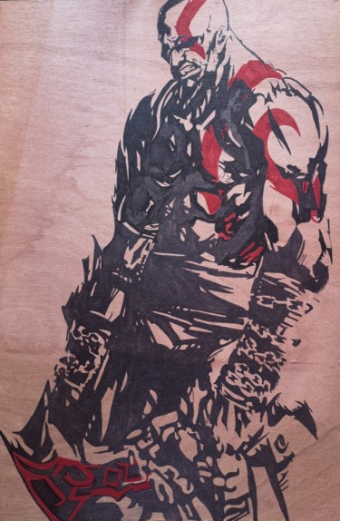 Zeichnungen mit dem Titel "Kratos de God Of War" von Eva Pantera, Original-Kunstwerk, Marker