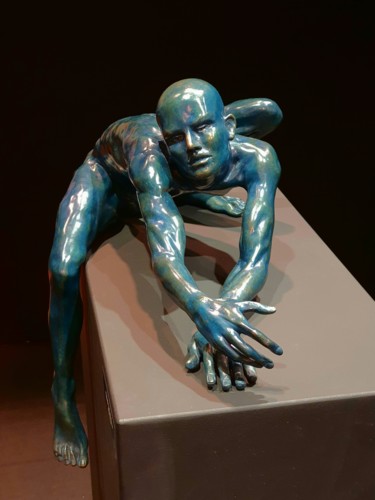 Sculpture titled "Bleu Nuit." by Eva Czaplicki, Original Artwork, Bronze