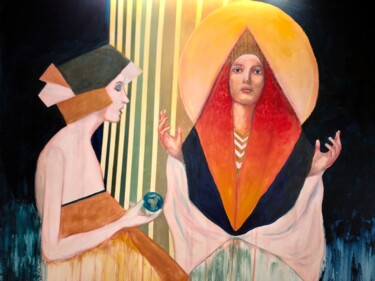 Malerei mit dem Titel "Terre mère" von Evangeli Papavassiliou, Original-Kunstwerk, Acryl