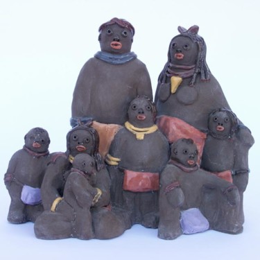 Sculpture titled "Famille noire" by Eva Rouwens, Original Artwork