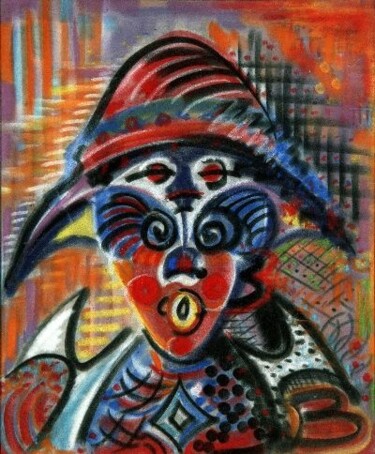Painting titled "Clown" by Eve B'Ay, Original Artwork, Oil