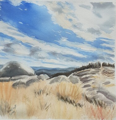 Painting titled "Mont Lozère série c…" by Eve Elikoff, Original Artwork, Watercolor