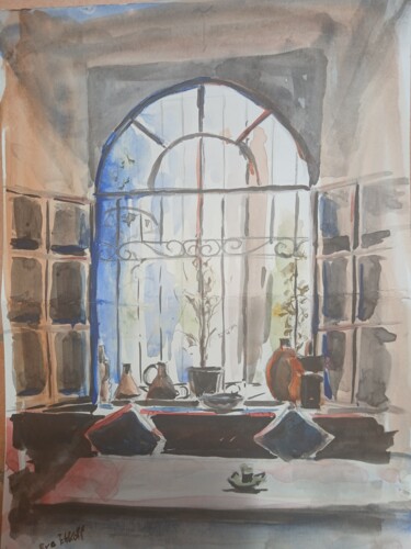Painting titled "Andalousie" by Eve Elikoff, Original Artwork, Watercolor