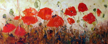 Pittura intitolato "coquelicots" da Eve Hernandez, Opera d'arte originale, Olio