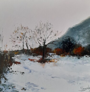 Painting titled "Neige sur le Valrom…" by Eve Hernandez, Original Artwork, Oil