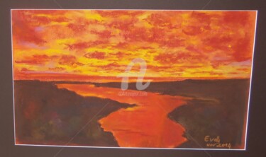 Painting titled "coucher de soleil n…" by Evelyne Brouard, Original Artwork